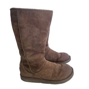 UGG Knightsbridge Boots Brown Back Zipper Shearling Sherpa Lined Suede sz 10